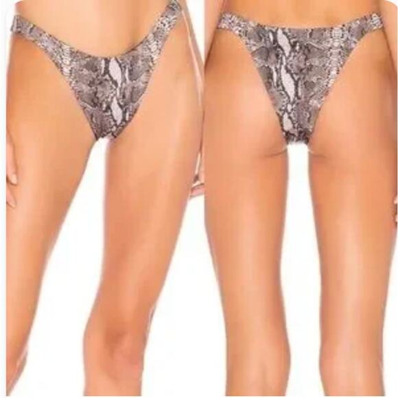 FRANKIES BIKINIS | Stormy Bottoms Snake Print Bikini Bottoms | Size Large - Picture 1 of 4